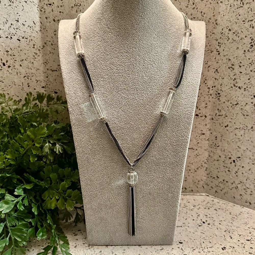 CHICO’S  clear acrylic bead sautoir necklace